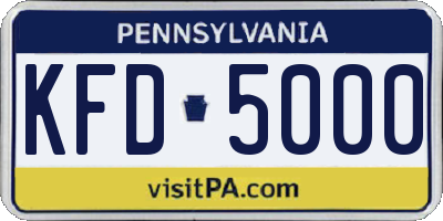 PA license plate KFD5000