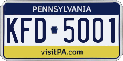 PA license plate KFD5001
