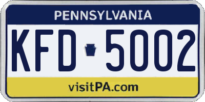 PA license plate KFD5002
