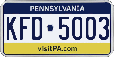 PA license plate KFD5003