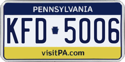 PA license plate KFD5006
