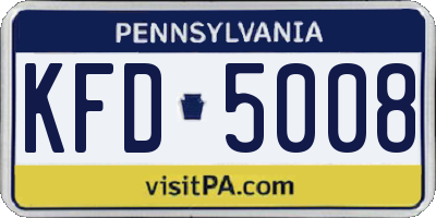 PA license plate KFD5008