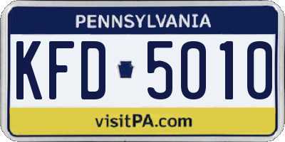PA license plate KFD5010