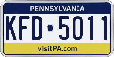 PA license plate KFD5011