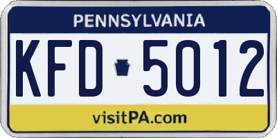 PA license plate KFD5012