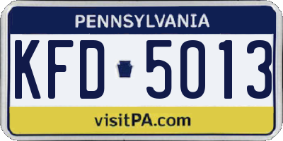 PA license plate KFD5013