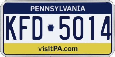 PA license plate KFD5014