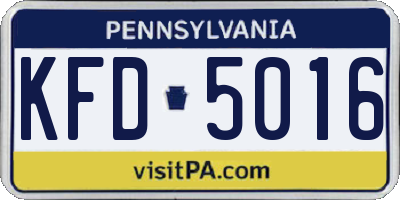 PA license plate KFD5016