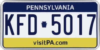 PA license plate KFD5017