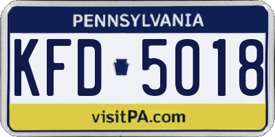 PA license plate KFD5018
