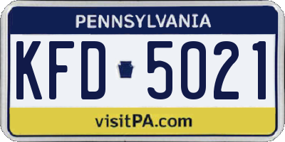 PA license plate KFD5021