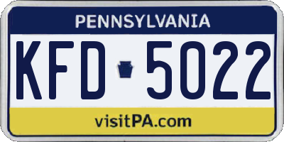 PA license plate KFD5022