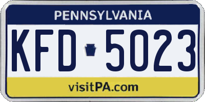 PA license plate KFD5023