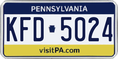 PA license plate KFD5024