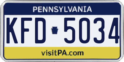 PA license plate KFD5034