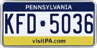 PA license plate KFD5036