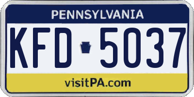 PA license plate KFD5037