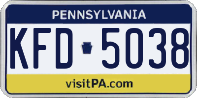 PA license plate KFD5038