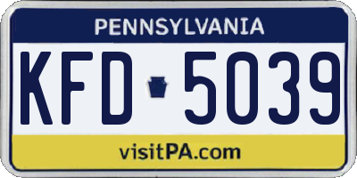 PA license plate KFD5039