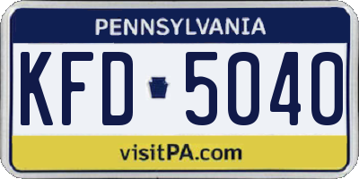 PA license plate KFD5040