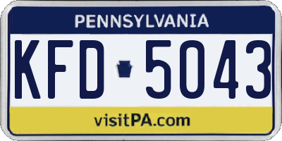 PA license plate KFD5043