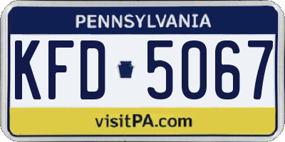 PA license plate KFD5067