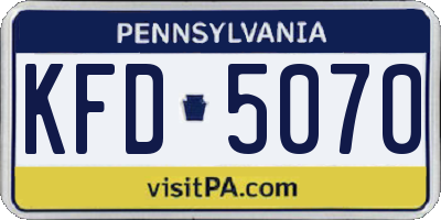 PA license plate KFD5070