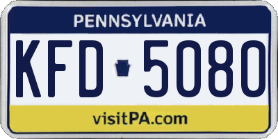 PA license plate KFD5080