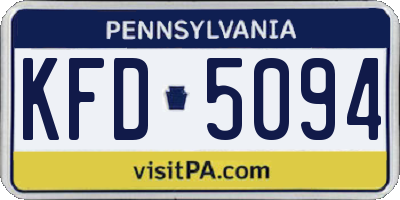 PA license plate KFD5094