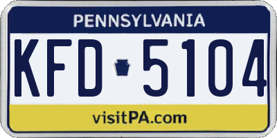 PA license plate KFD5104