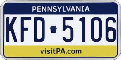 PA license plate KFD5106