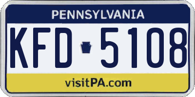 PA license plate KFD5108