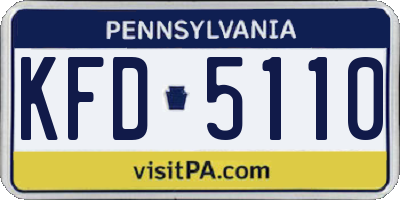 PA license plate KFD5110