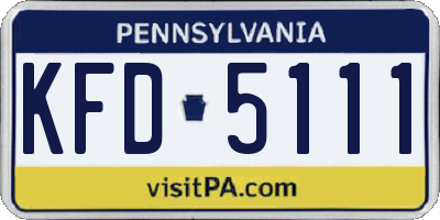 PA license plate KFD5111
