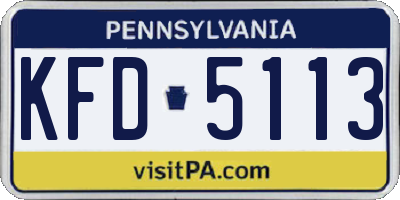 PA license plate KFD5113