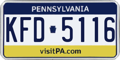 PA license plate KFD5116