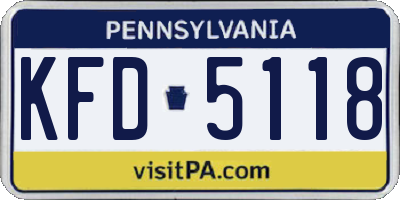 PA license plate KFD5118