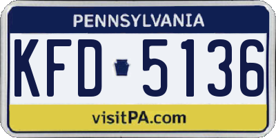 PA license plate KFD5136