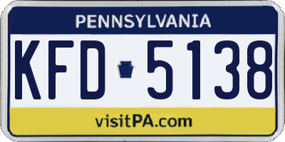 PA license plate KFD5138