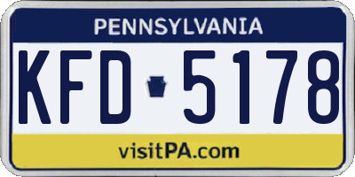 PA license plate KFD5178