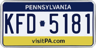 PA license plate KFD5181