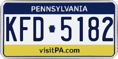 PA license plate KFD5182