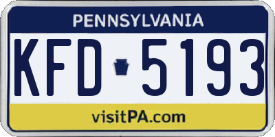 PA license plate KFD5193