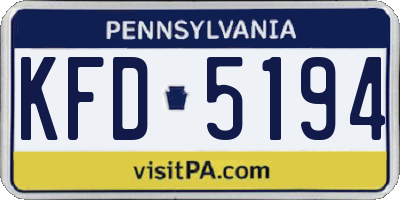 PA license plate KFD5194