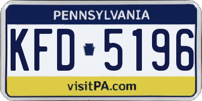 PA license plate KFD5196