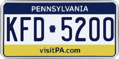 PA license plate KFD5200