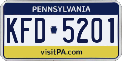 PA license plate KFD5201