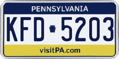 PA license plate KFD5203