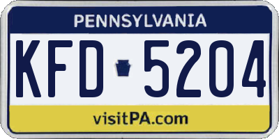 PA license plate KFD5204
