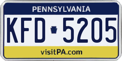 PA license plate KFD5205